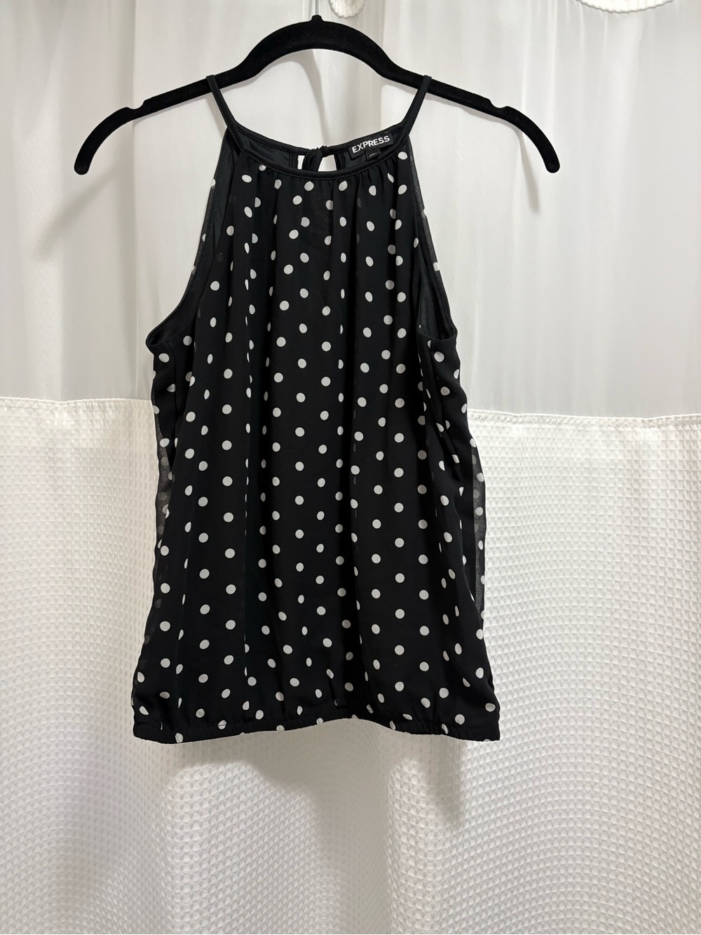 Express Black Polka Dot Halter Camisole